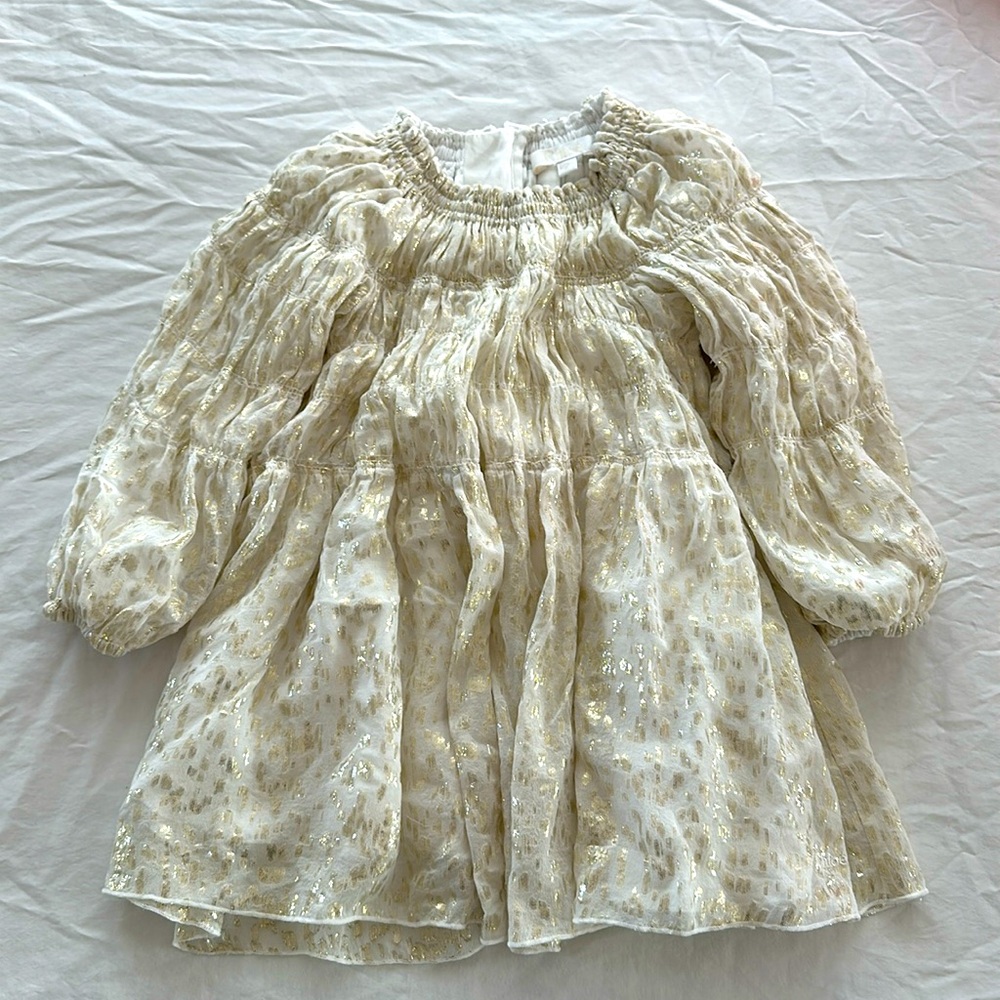 CHLOÉ GOLD KIDS GIRLS SILK DRESS
